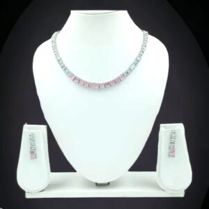 Silver Plated American Diamond Necklace Set