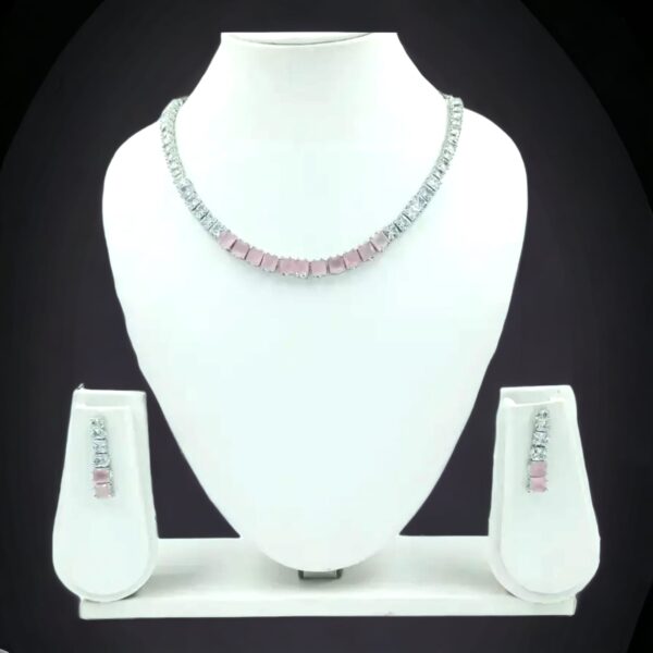 Silver Plated American Diamond Necklace Set