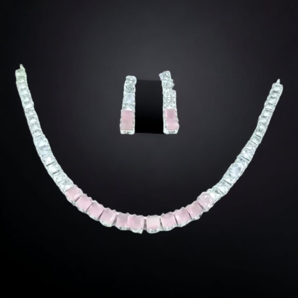 Silver Plated American Diamond Necklace Set